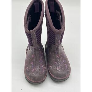 Bogs K Classic Flowers Kids 10 Waterproof Boots Purple 71560-540